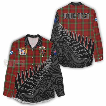 Morrison Crest Tartan Women's Casual Shirt with New Zealand Silver Fern Half Style