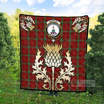 Morrison Tartan Quilt with Family Crest and Golden Thistle Style