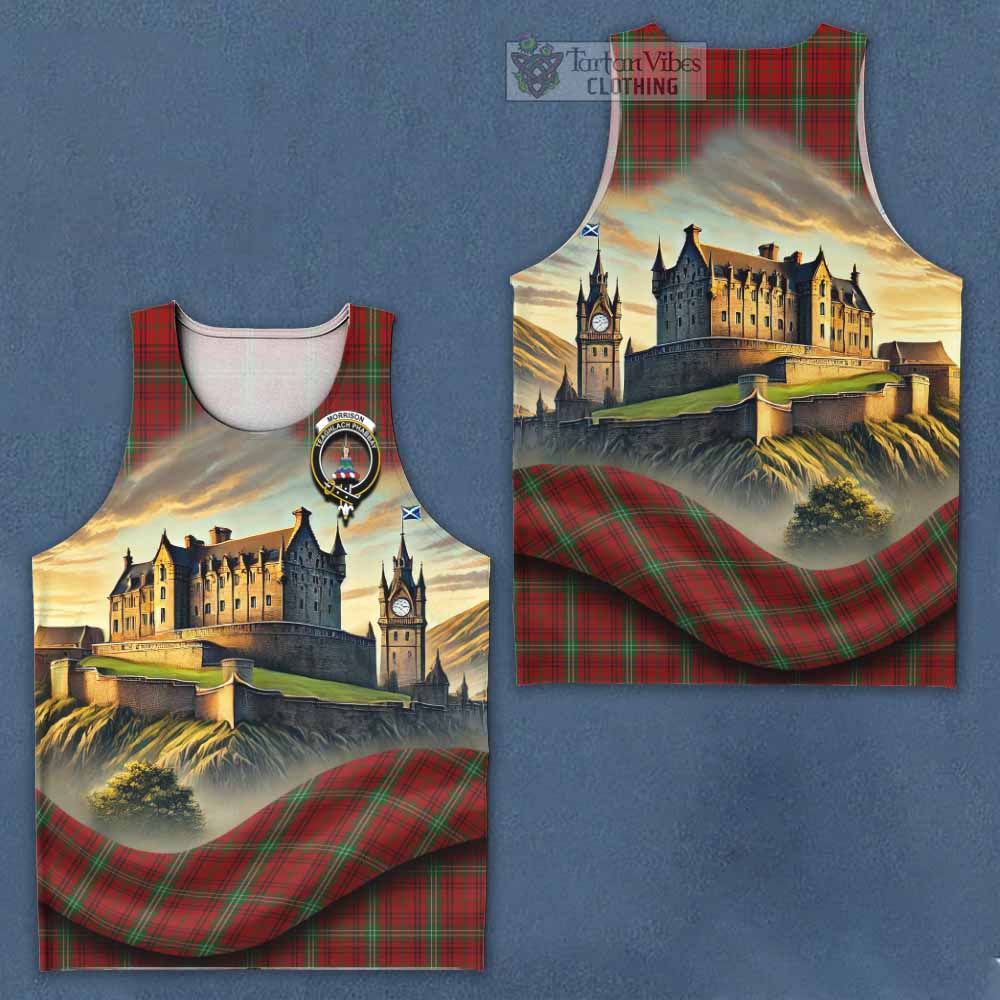Morrison Tartan Family Crest Men's Tank Top with Scottish Ancient Castle Style - Tartan Vibes Clothing