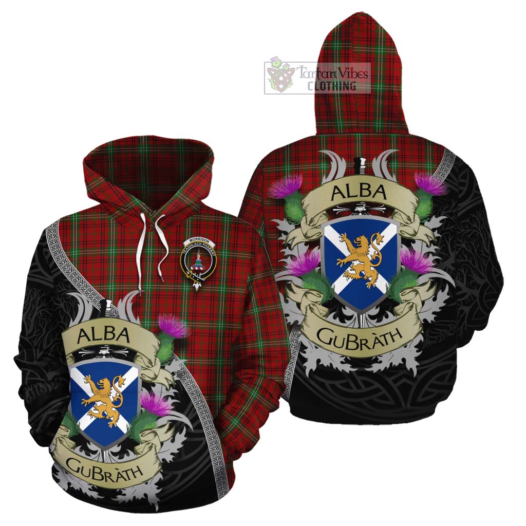 Morrison Tartan Family Crest Cotton Hoodie Lion Rampant Royal Thistle Shield Celtic Inspired - Tartan Vibes Clothing
