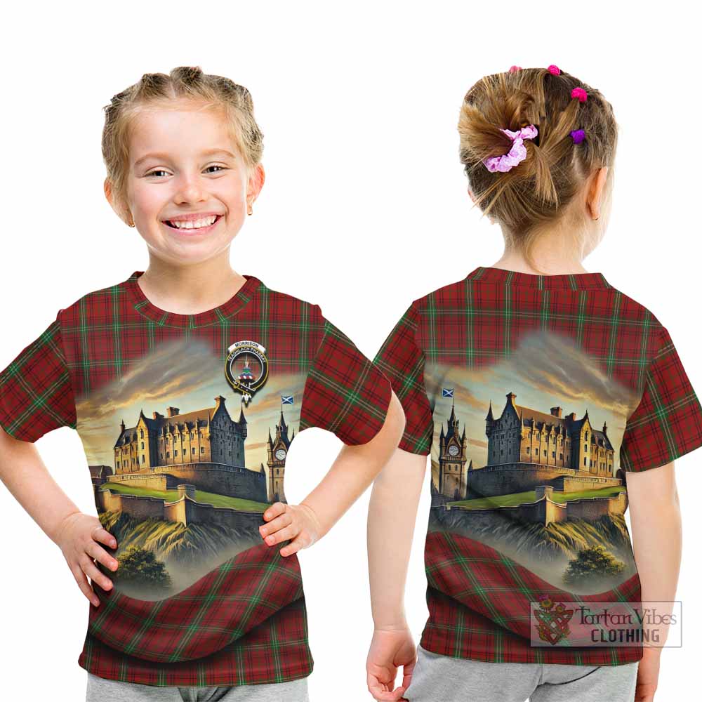 Morrison Tartan Family Crest Kid T-Shirt with Scottish Ancient Castle Style - Tartan Vibes Clothing