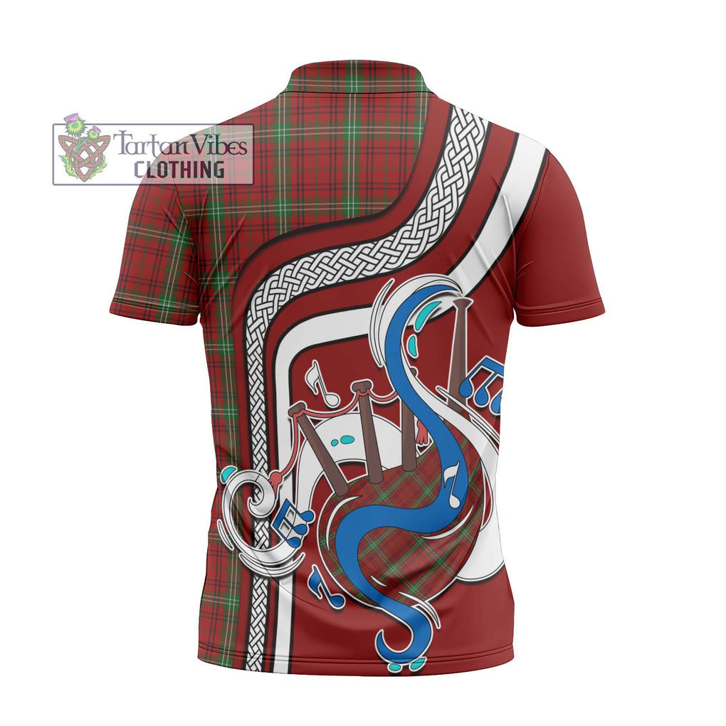 Morrison Tartan Zipper Polo Shirt with Epic Bagpipe Style - Tartanvibesclothing Shop