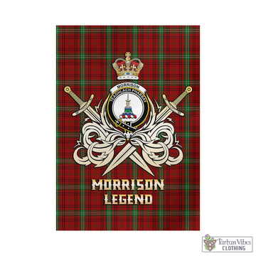 Morrison Tartan Garden Flag with Clan Crest and the Golden Sword of Courageous Legacy - Tartan Vibes Clothing