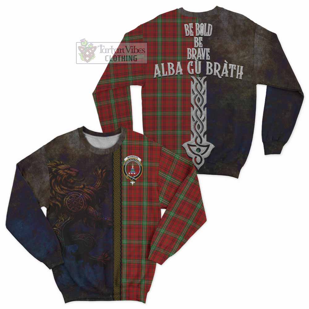 Morrison Tartan Family Crest Sweatshirt Alba Gu Brath Be Brave Lion Ancient Style - Tartan Vibes Clothing