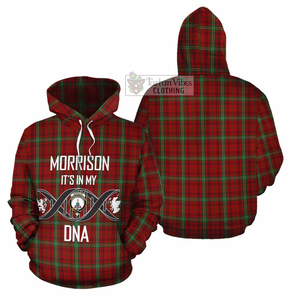 Tartan Vibes Clothing Morrison Tartan Cotton Hoodie with Family Crest DNA In Me Style