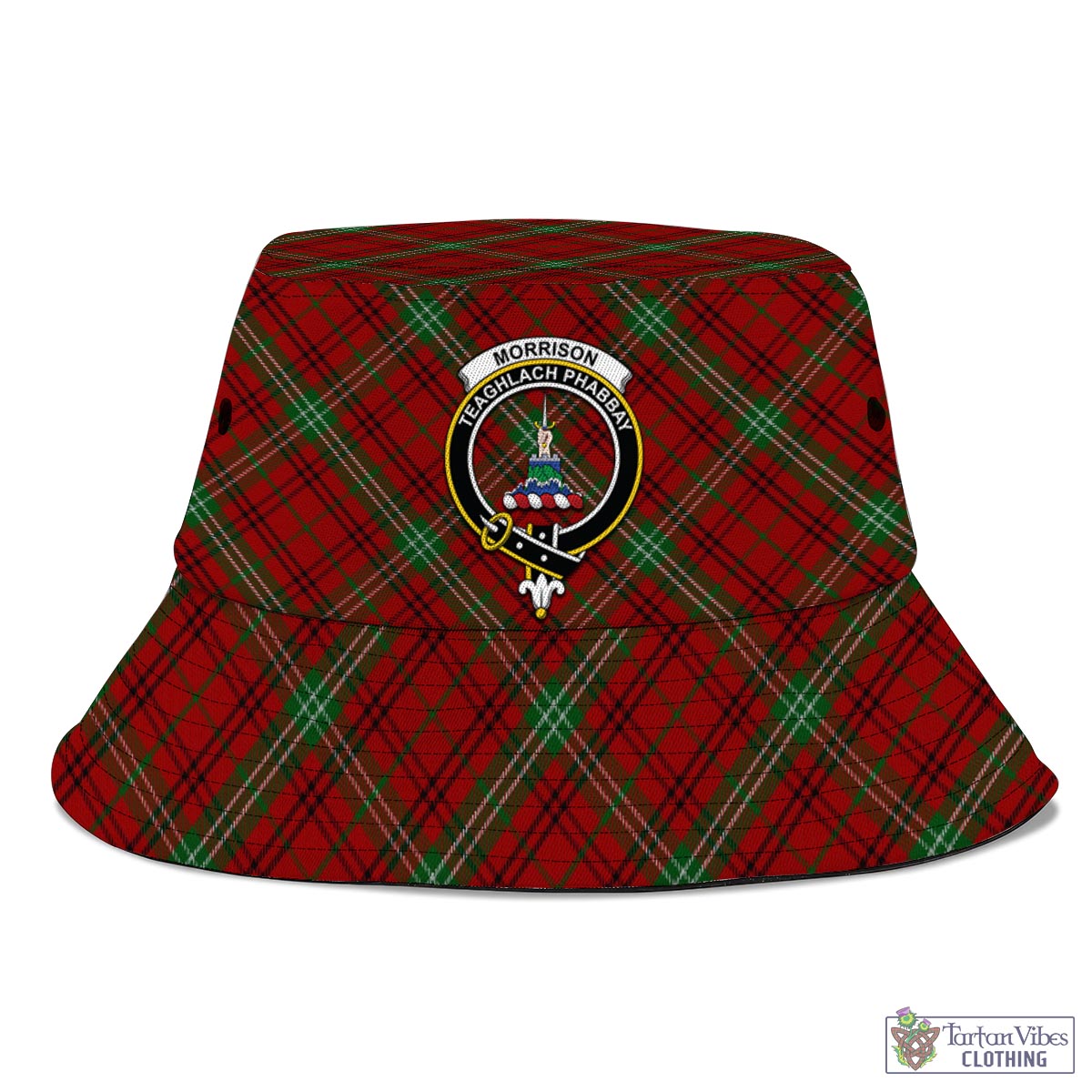 Tartan Vibes Clothing Morrison Tartan Bucket Hat with Family Crest