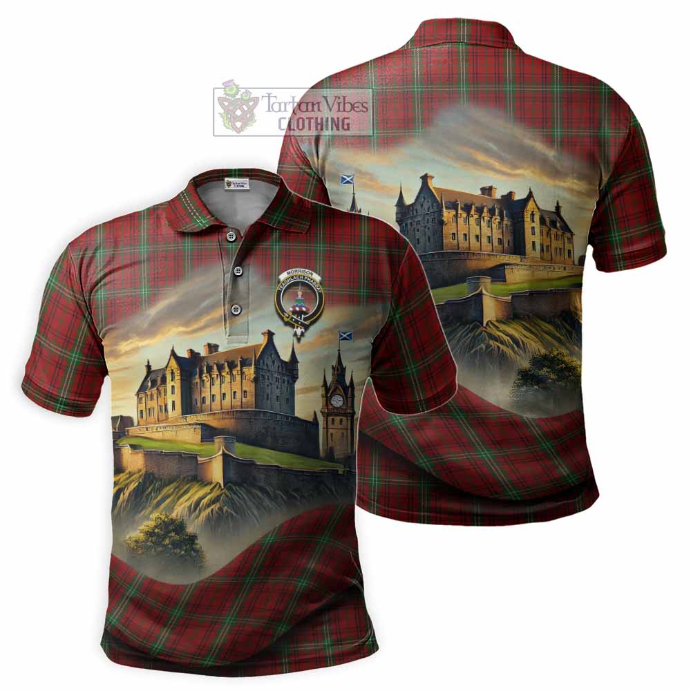 Morrison Tartan Family Crest Polo Shirt with Scottish Ancient Castle Style - Tartan Vibes Clothing