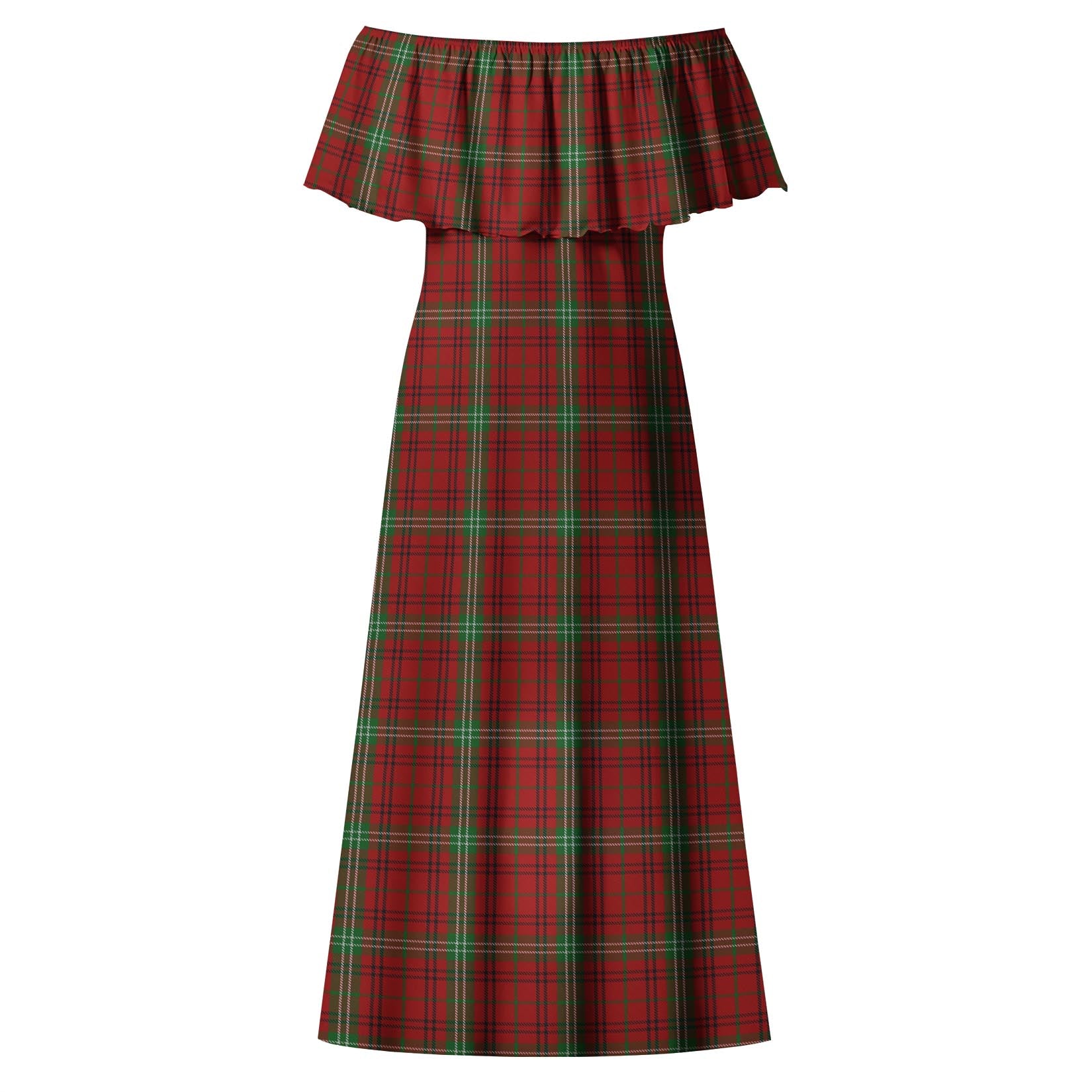 Morrison Tartan Off Shoulder Long Dress - Tartanvibesclothing