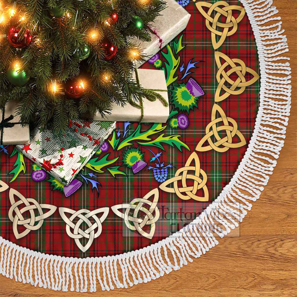 Tartan Vibes Clothing Morrison Tartan Christmas Tree Skirt with Thistle Celtic Knot Style