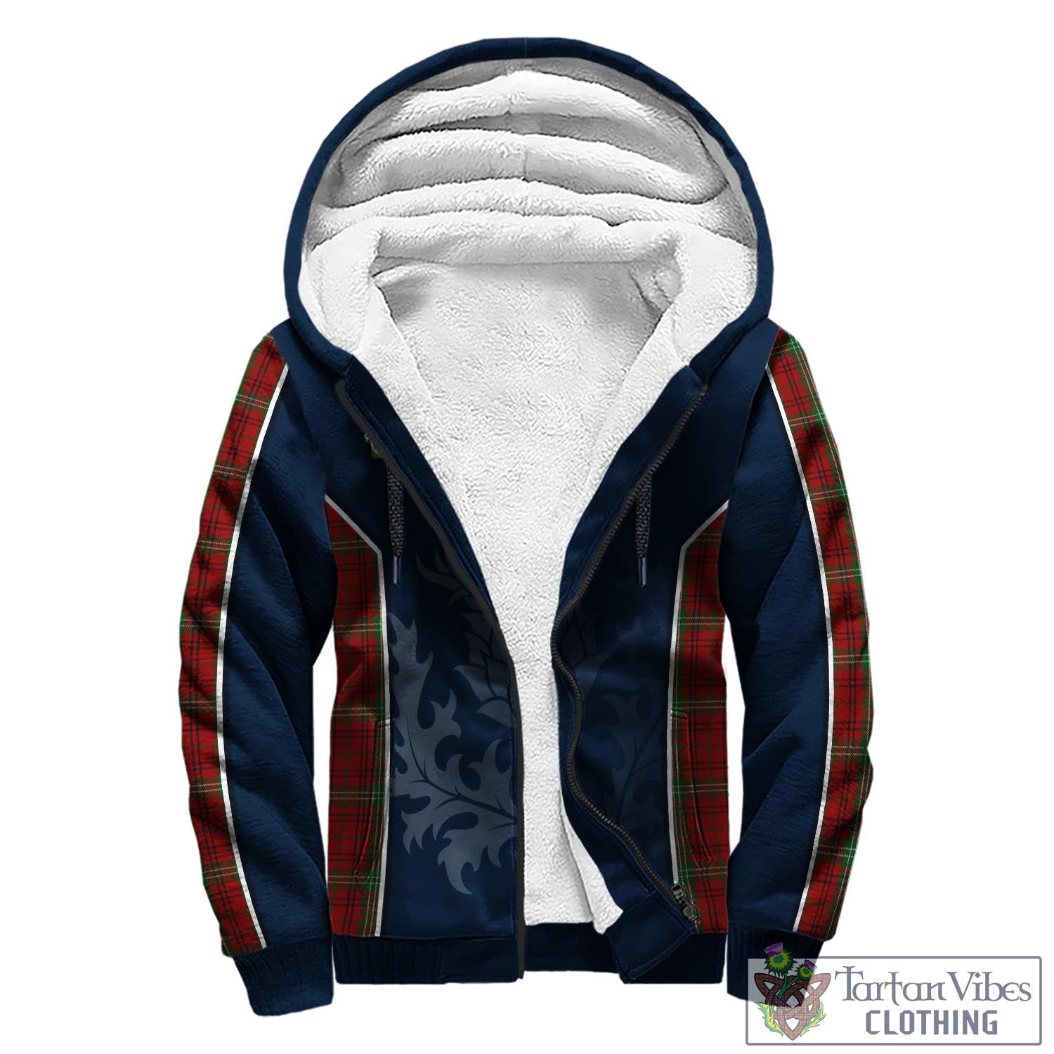 Tartan Vibes Clothing Morrison Tartan Sherpa Hoodie with Family Crest and Scottish Thistle Vibes Sport Style