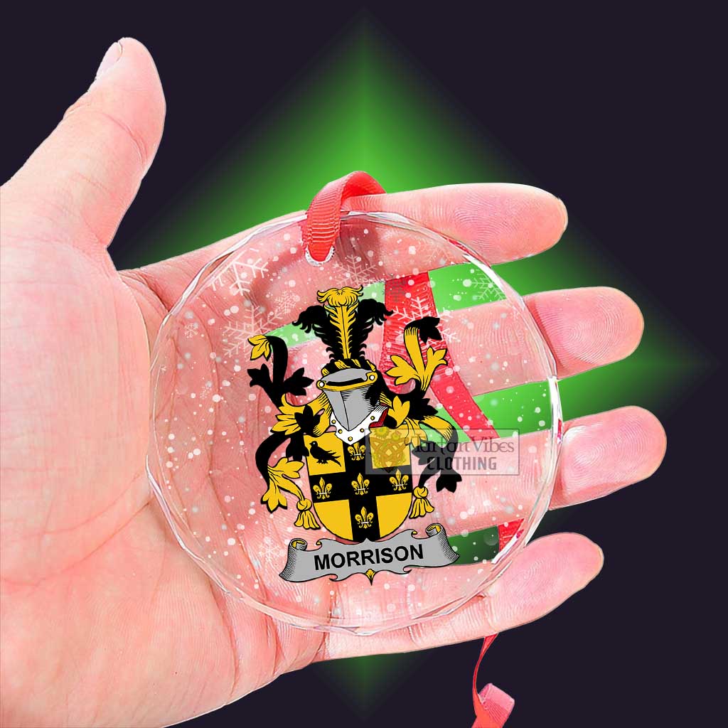 Tartan Vibes Clothing Morrison Irish Clan Christmas Glass Ornament with Coat of Arms