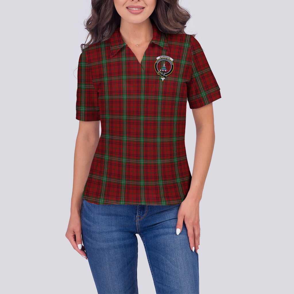 Morrison Tartan Polo Shirt with Family Crest For Women - Tartan Vibes Clothing