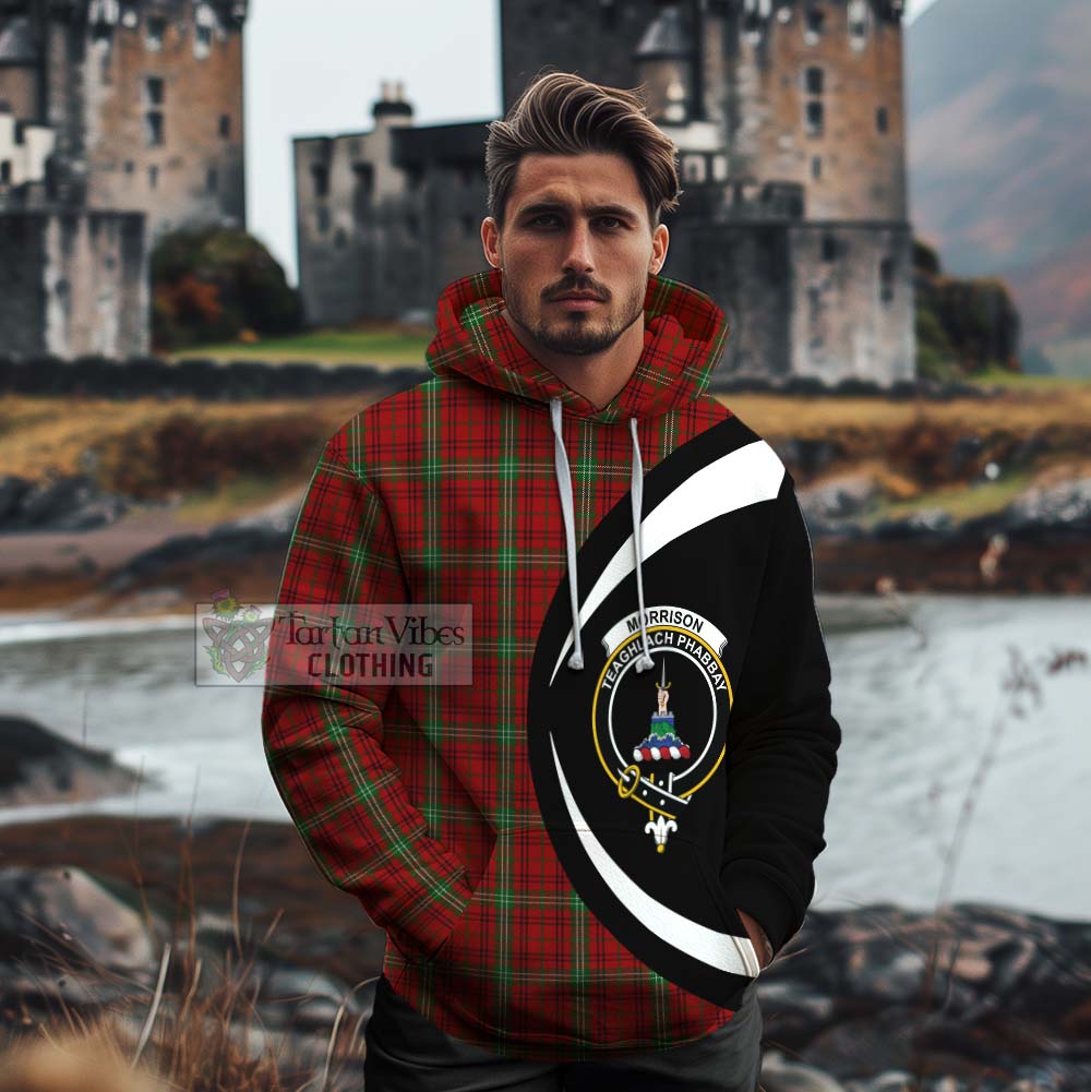 Tartan Vibes Clothing Morrison Tartan Cotton Hoodie with Family Crest Circle Style