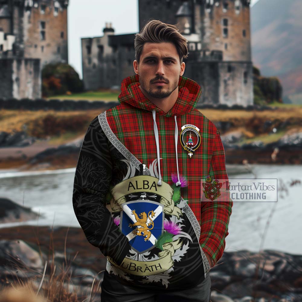 Morrison Tartan Family Crest Cotton Hoodie Lion Rampant Royal Thistle Shield Celtic Inspired - Tartan Vibes Clothing