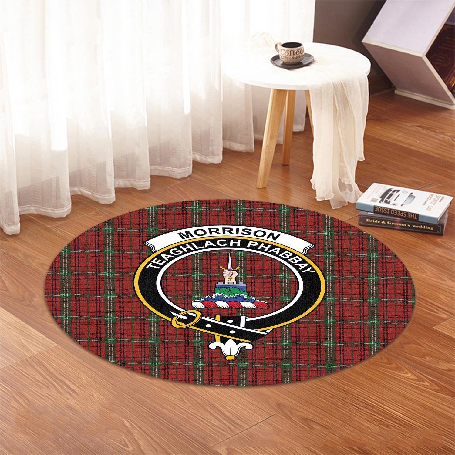 morrison-tartan-round-rug-with-family-crest