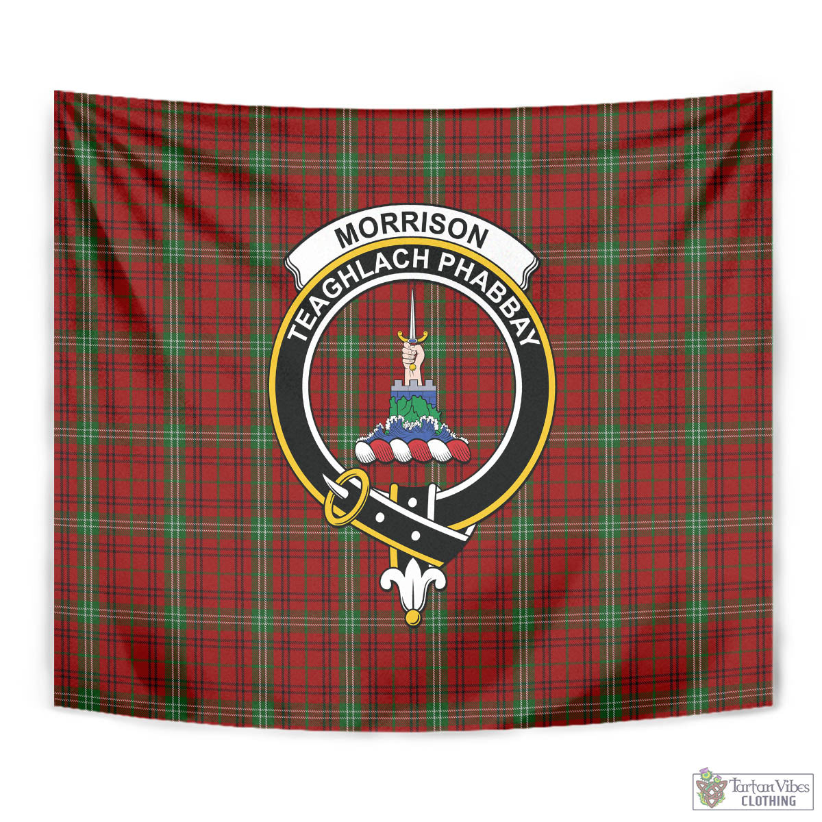 Tartan Vibes Clothing Morrison Tartan Tapestry Wall Hanging and Home Decor for Room with Family Crest