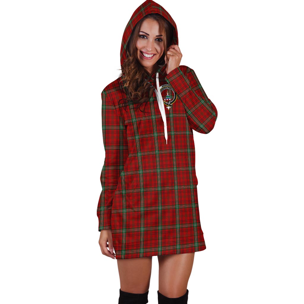 Morrison Red Tartan Hoodie Dress with Family Crest - Tartan Vibes Clothing