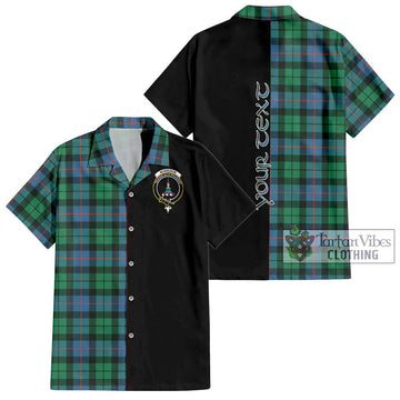 Morrison Ancient Tartan Short Sleeve Button Shirt with Family Crest and Half Of Me Style