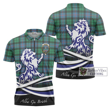 Morrison Ancient Tartan Zipper Polo Shirt with Alba Gu Brath Regal Lion Emblem