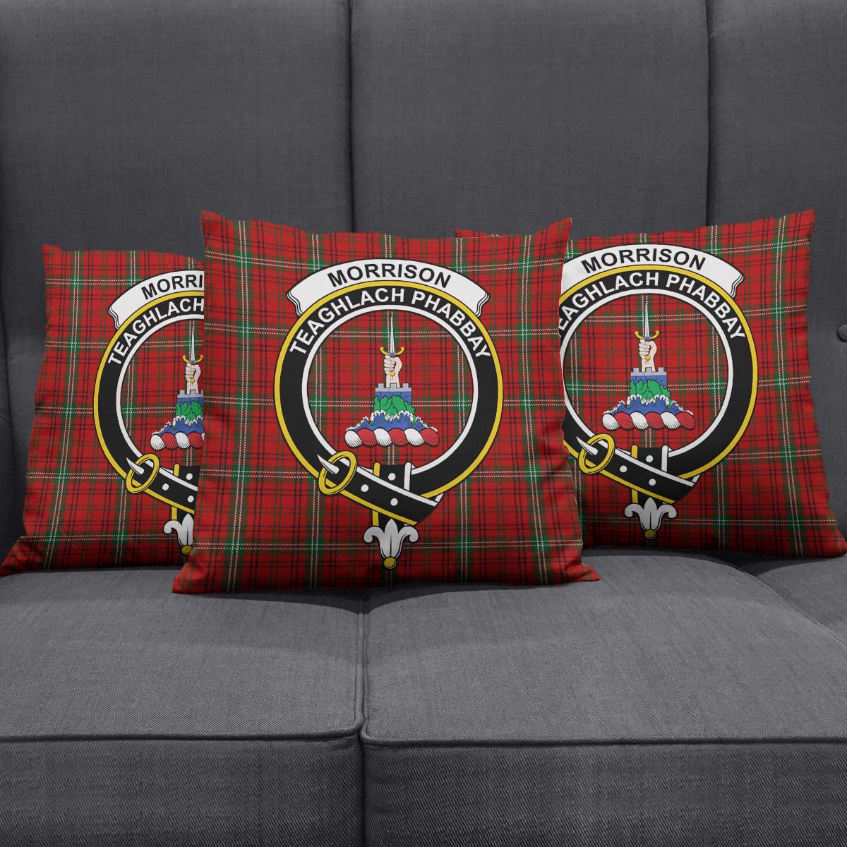 Morrison Ancient Tartan Pillow Cover with Family Crest Square Pillow Cover - Tartanvibesclothing