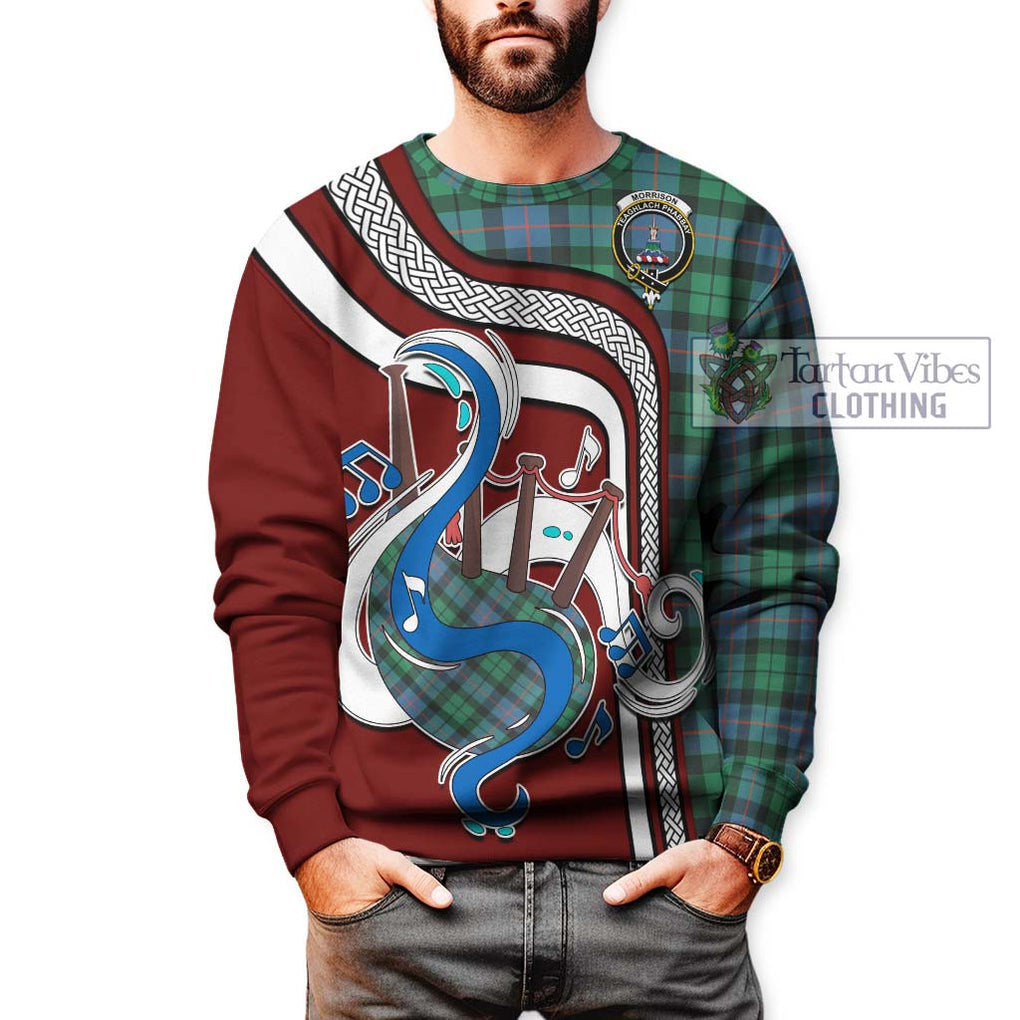 Tartan Vibes Clothing Morrison Ancient Tartan Sweatshirt with Epic Bagpipe Style