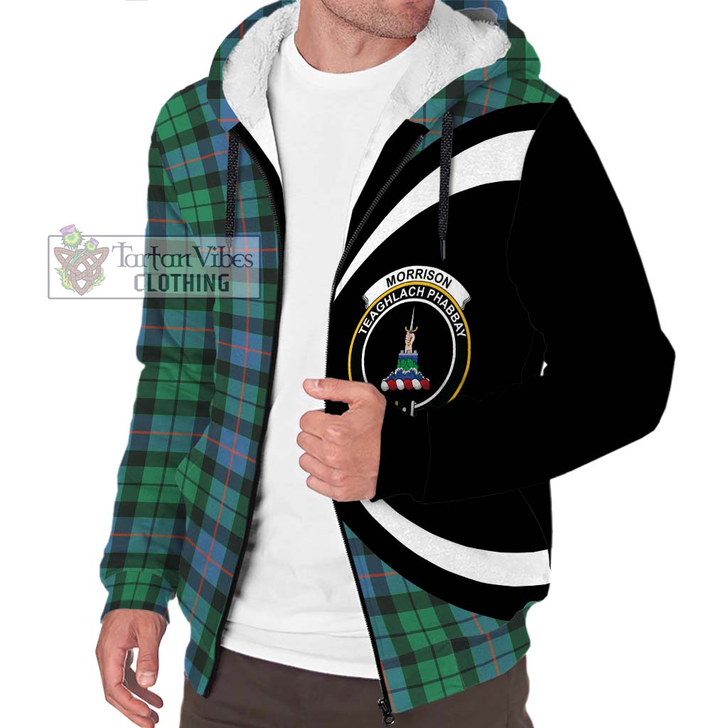 Morrison Ancient Tartan Sherpa Hoodie with Family Crest Circle Style Unisex S - Tartan Vibes Clothing