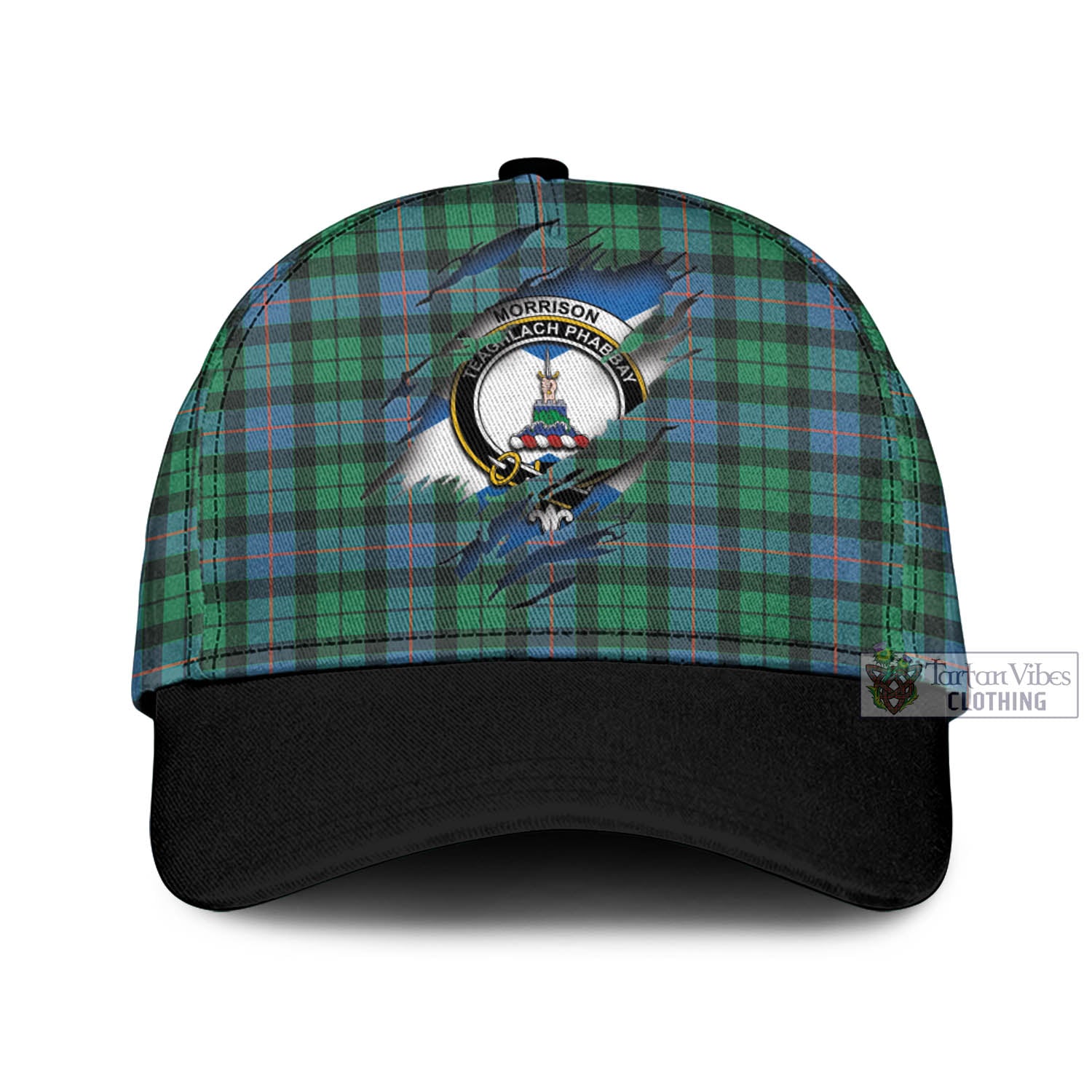 Tartan Vibes Clothing Morrison Ancient Tartan Classic Cap with Family Crest In Me Style