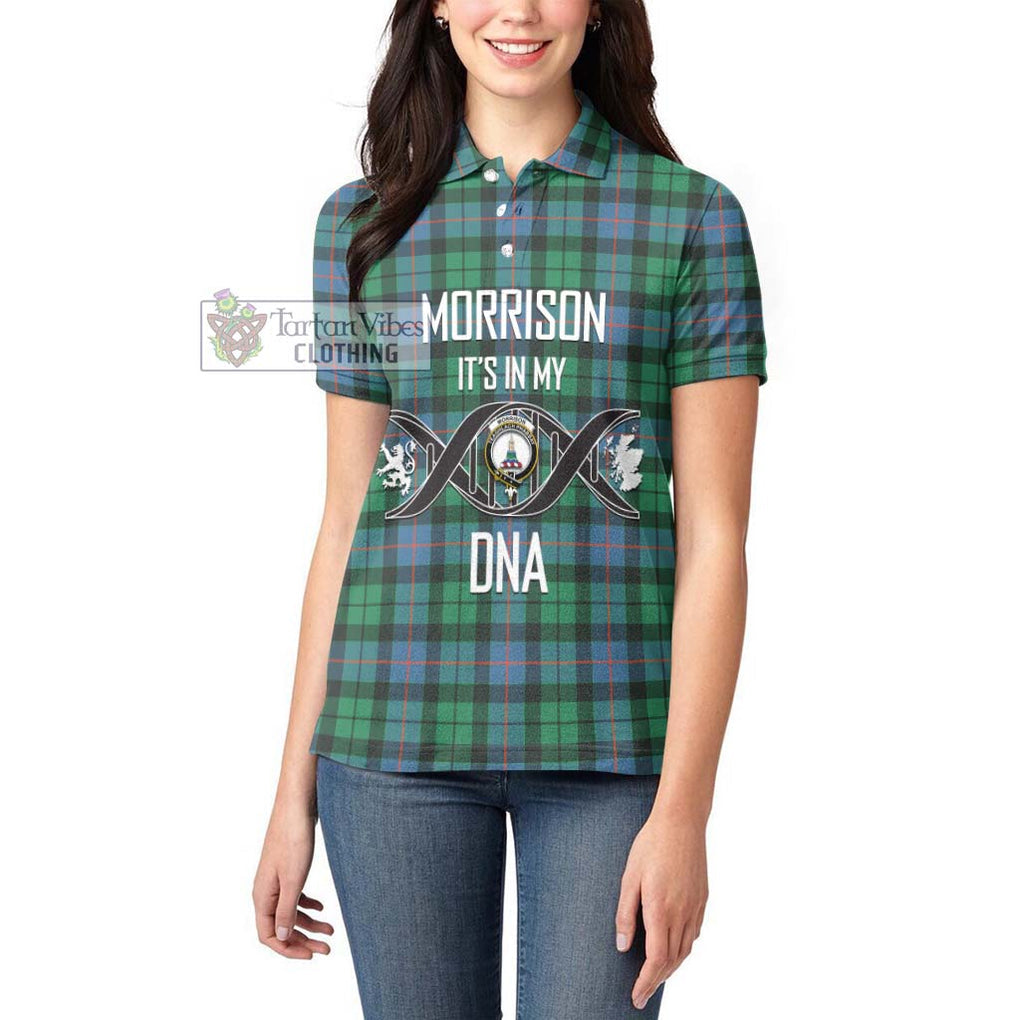 Morrison Ancient Tartan Women's Polo Shirt with Family Crest DNA In Me Style Women - Tartanvibesclothing Shop