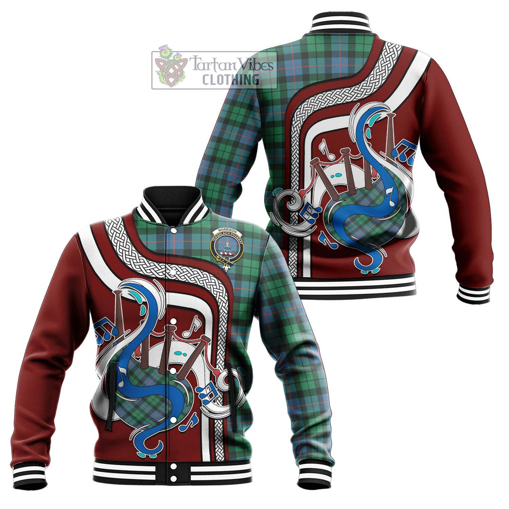 Tartan Vibes Clothing Morrison Ancient Tartan Baseball Jacket with Epic Bagpipe Style