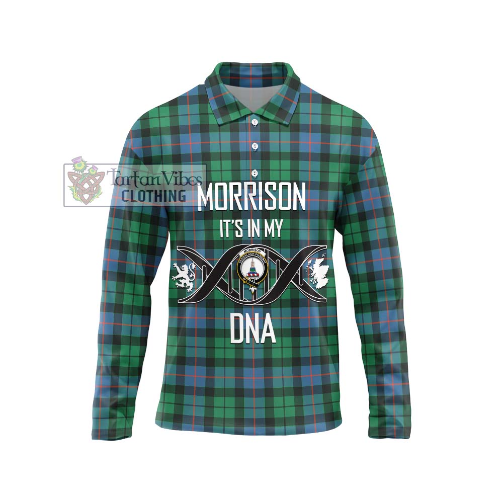 Morrison Ancient Tartan Long Sleeve Polo Shirt with Family Crest DNA In Me Style Unisex - Tartanvibesclothing Shop