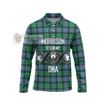 Morrison Ancient Tartan Long Sleeve Polo Shirt with Family Crest DNA In Me Style