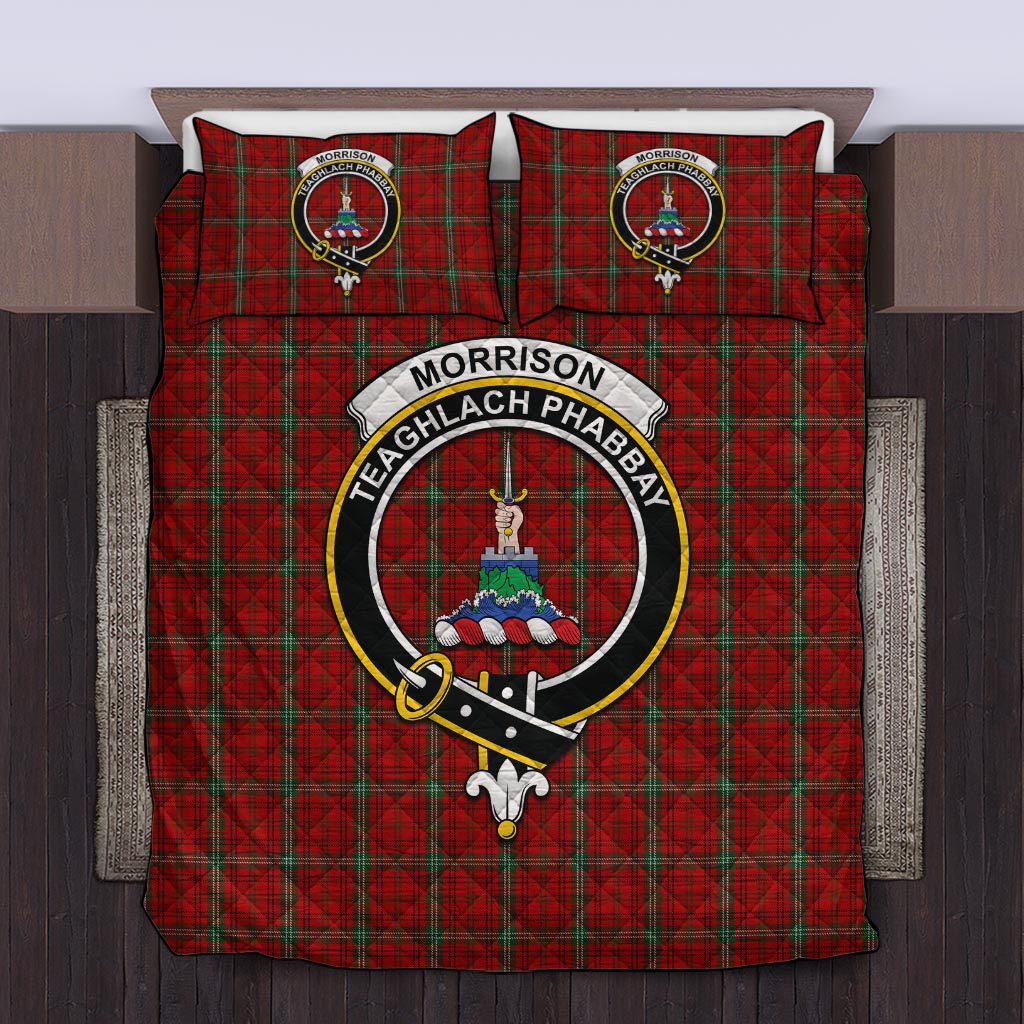 Morrison Red Tartan Quilt Bed Set with Family Crest Twin - Tartan Vibes Clothing