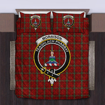 Morrison Red Tartan Quilt Bed Set with Family Crest