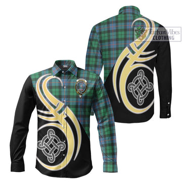 Morrison Ancient Tartan Long Sleeve Button Shirt with Family Crest and Celtic Symbol Style