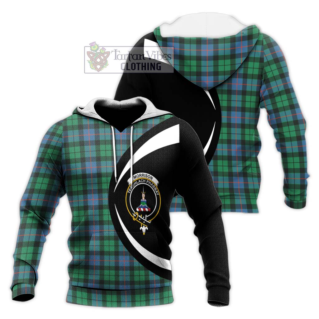 Morrison Ancient Tartan Knitted Hoodie with Family Crest Circle Style Unisex Knitted Pullover Hoodie - Tartan Vibes Clothing