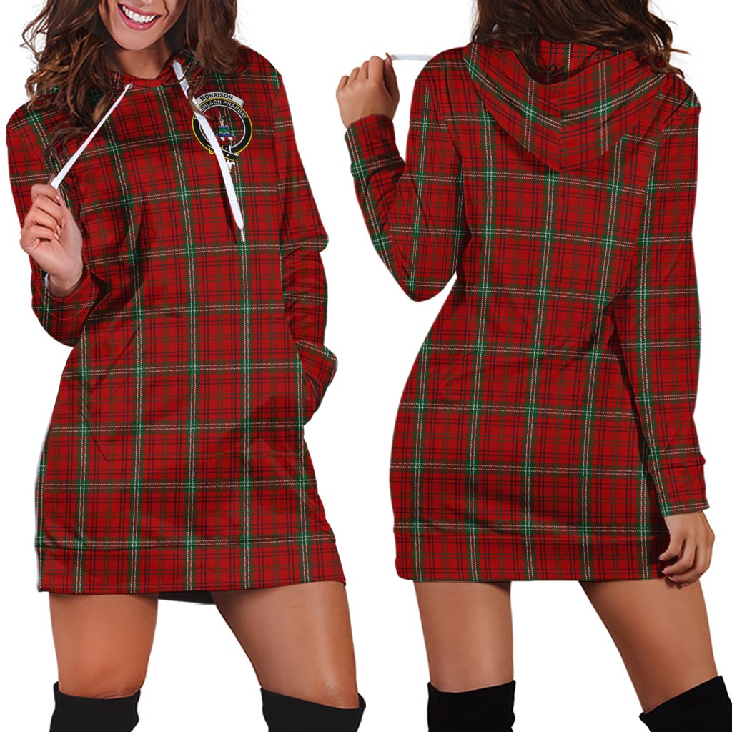 Morrison Red Tartan Hoodie Dress with Family Crest - Tartan Vibes Clothing