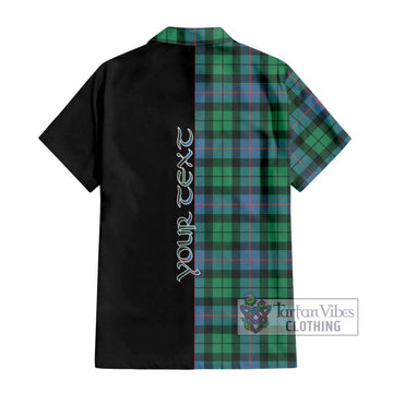 Morrison Ancient Tartan Short Sleeve Button Shirt with Family Crest and Half Of Me Style