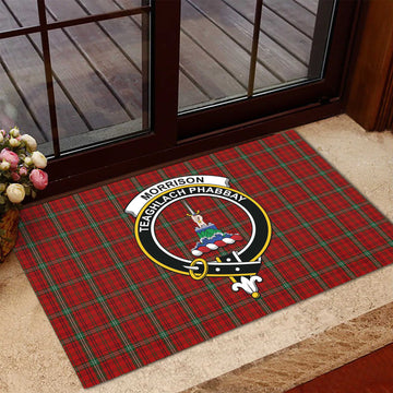 Morrison Red Tartan Door Mat with Family Crest