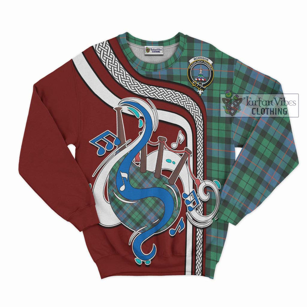 Tartan Vibes Clothing Morrison Ancient Tartan Sweatshirt with Epic Bagpipe Style