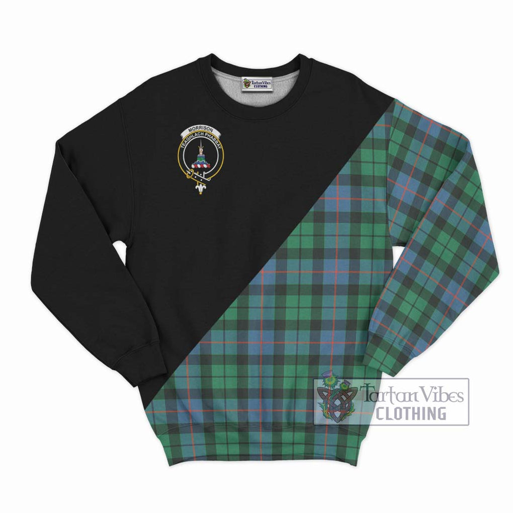 Morrison Ancient Tartan Sweatshirt with Family Crest and Military Logo Style - Tartanvibesclothing Shop