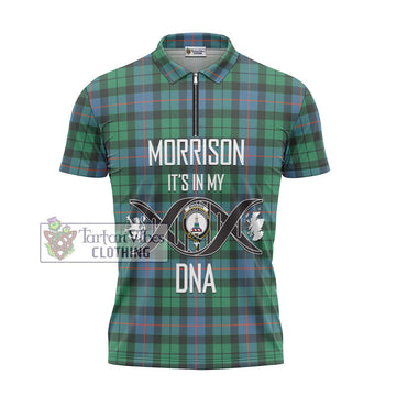 Morrison Ancient Tartan Zipper Polo Shirt with Family Crest DNA In Me Style