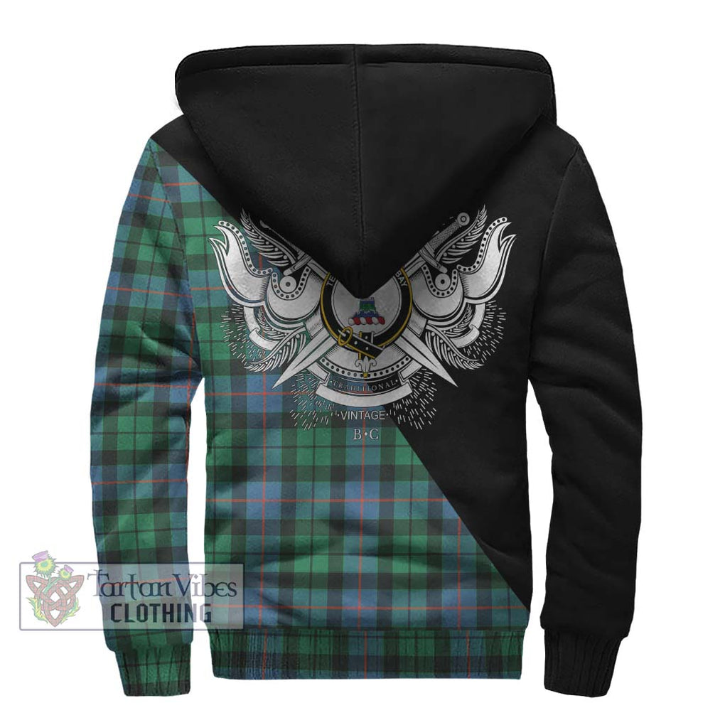 Morrison Ancient Tartan Sherpa Hoodie with Family Crest and Military Logo Style - Tartanvibesclothing Shop