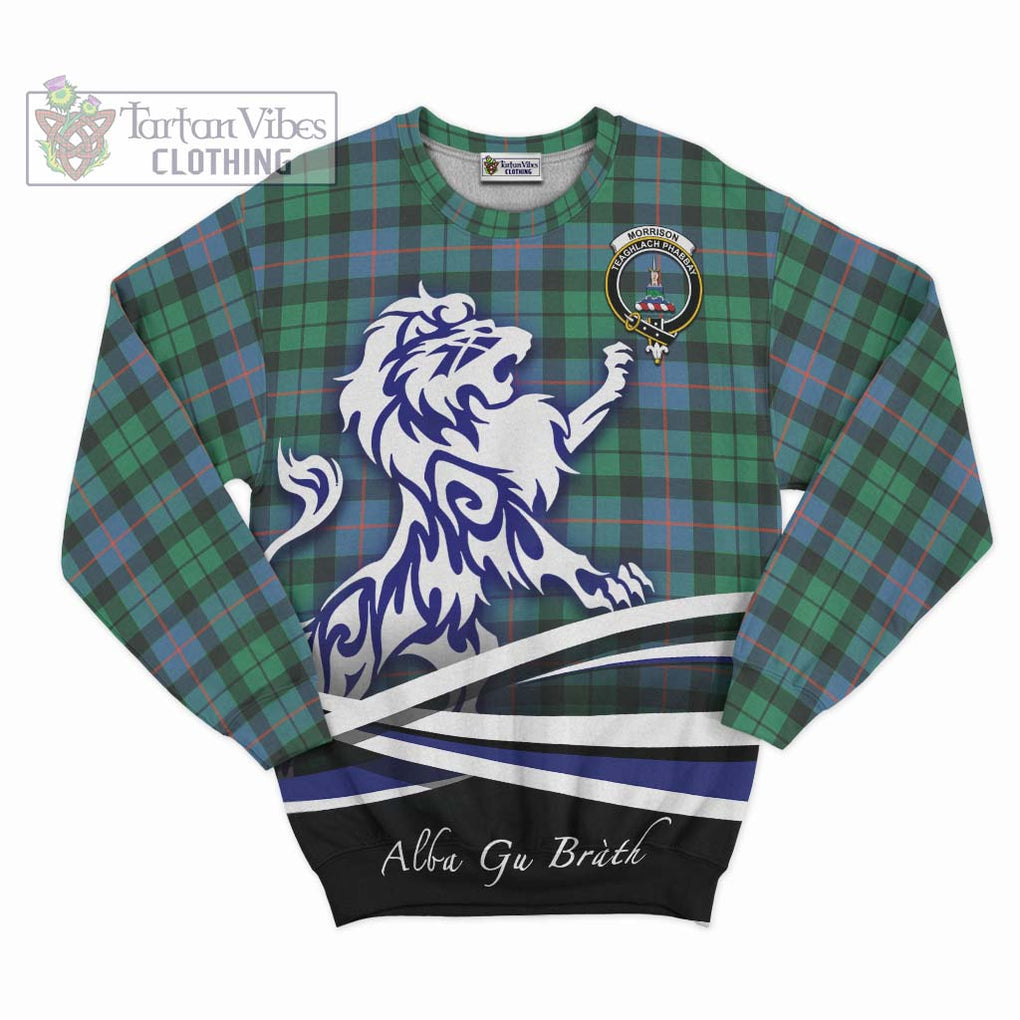 Morrison Ancient Tartan Sweatshirt with Alba Gu Brath Regal Lion Emblem - Tartanvibesclothing Shop