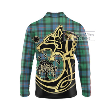 Morrison Ancient Tartan Long Sleeve Polo Shirt with Family Crest Celtic Wolf Style