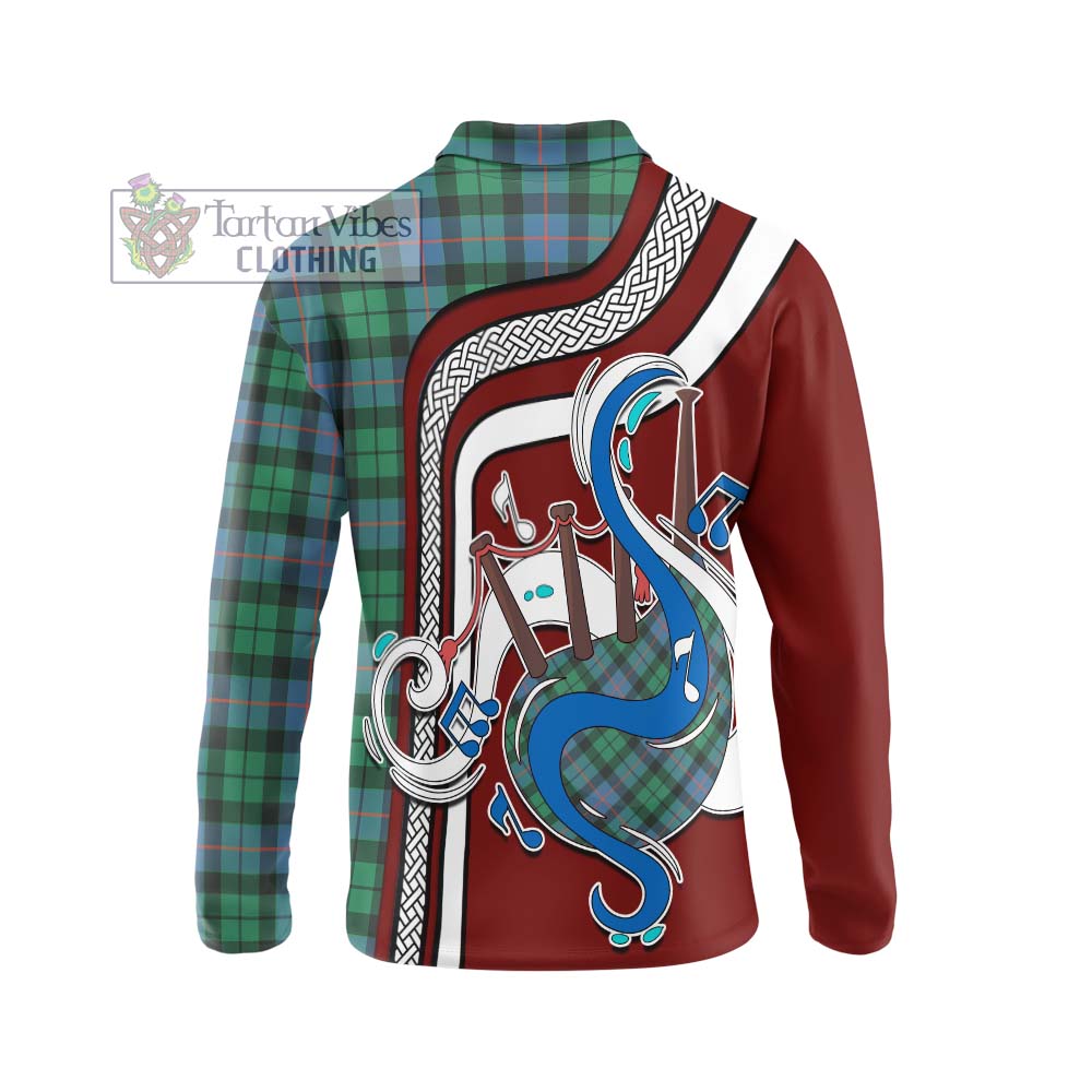 Tartan Vibes Clothing Morrison Ancient Tartan Long Sleeve Polo Shirt with Epic Bagpipe Style