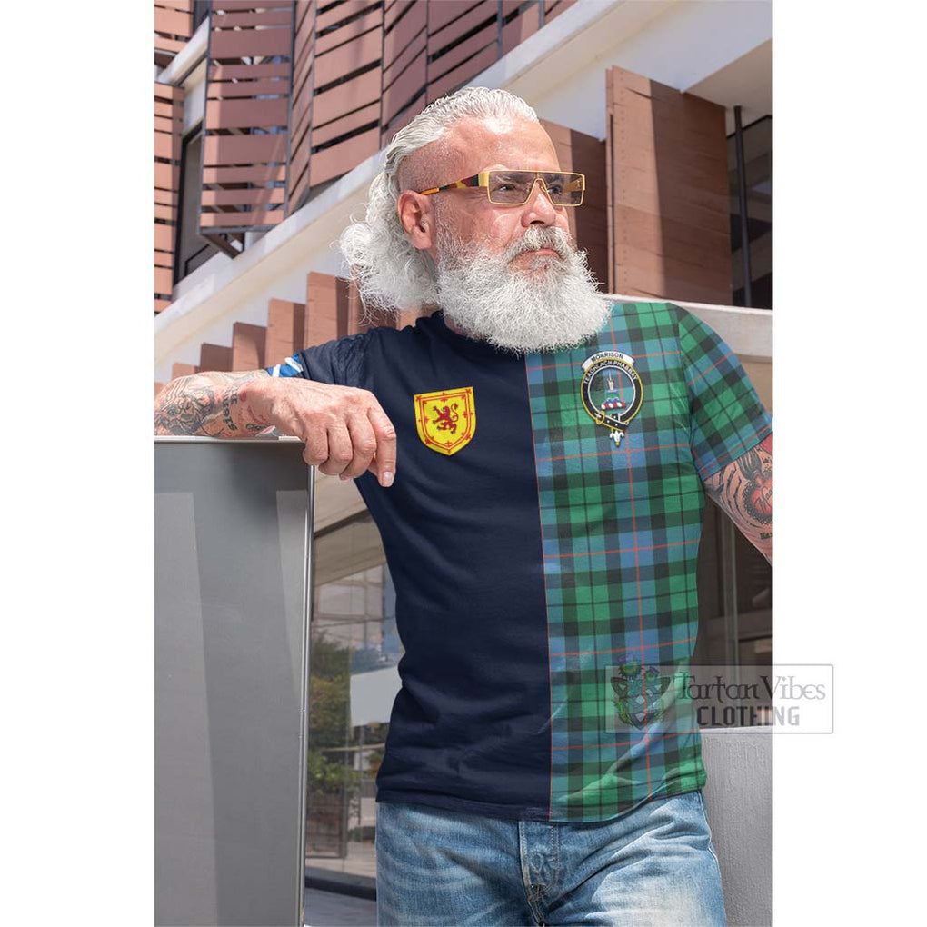 Tartan Vibes Clothing Morrison Ancient Tartan Cotton T-shirt with Scottish Lion Royal Arm Half Style