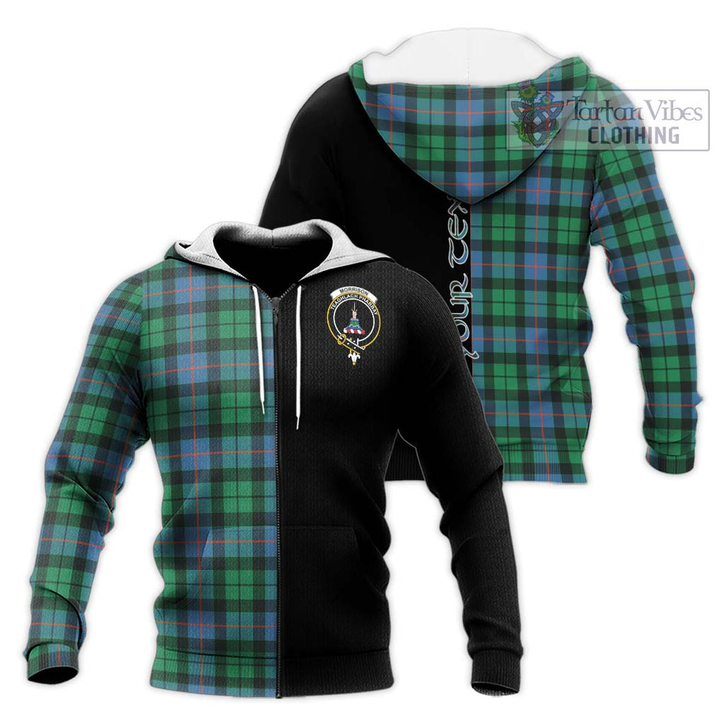 Morrison Ancient Tartan Knitted Hoodie with Family Crest and Half Of Me Style Unisex Knitted Zip Hoodie - Tartanvibesclothing Shop