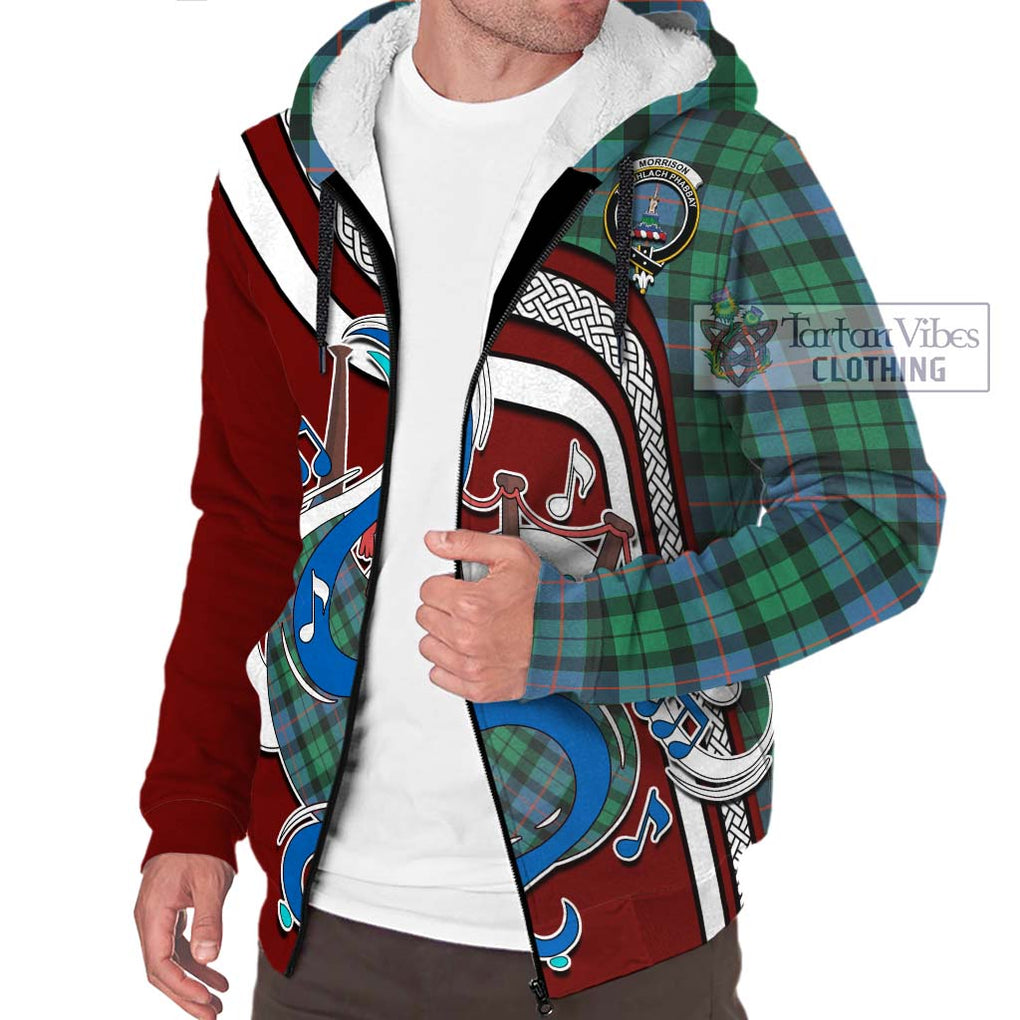 Morrison Ancient Tartan Sherpa Hoodie with Epic Bagpipe Style Unisex - Tartanvibesclothing Shop