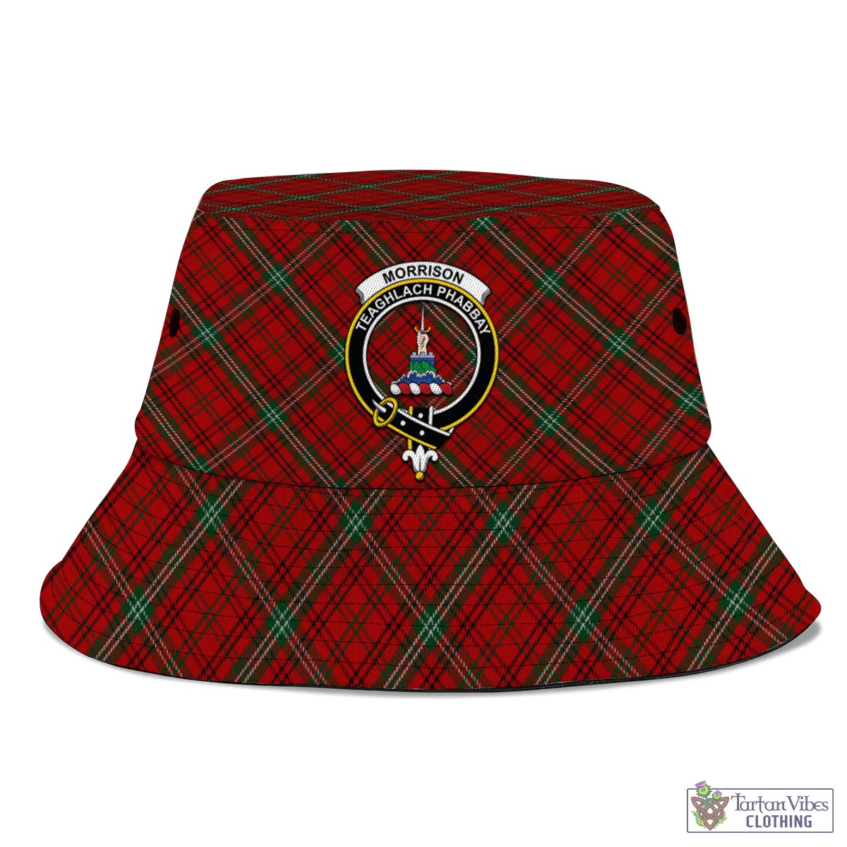 Tartan Vibes Clothing Morrison Ancient Tartan Bucket Hat with Family Crest