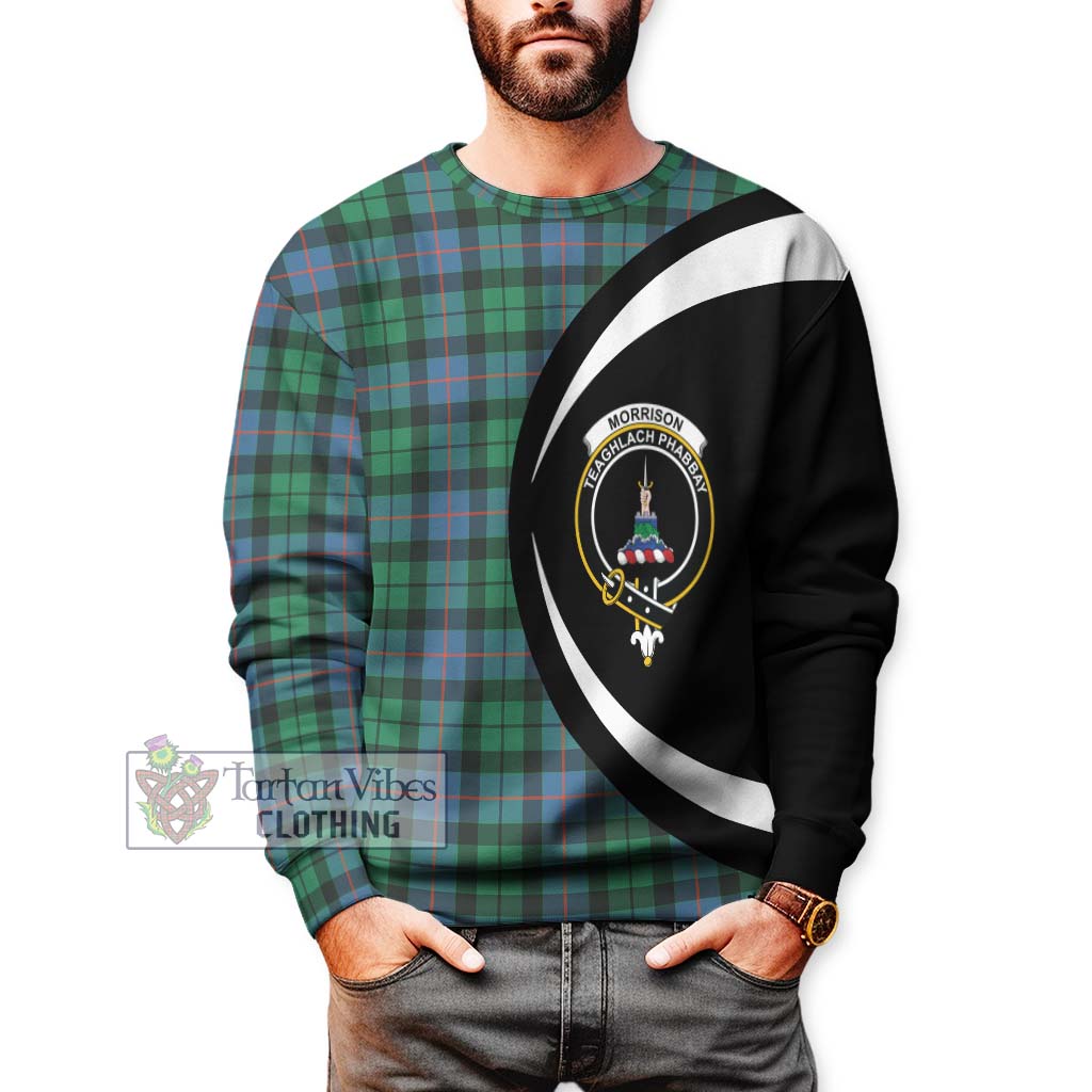 Morrison Ancient Tartan Sweatshirt with Family Crest Circle Style - Tartan Vibes Clothing